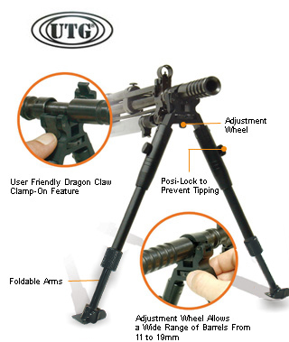         () Leapers () TL-BP08ST Low-Profile Dragon Claw Clamp-on Barrel Bipod-Steel Stands